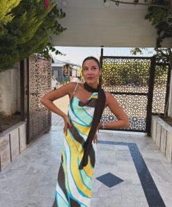Saten Renkli Elbise