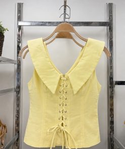 Limon Sarısı Bağcıklı Bluz